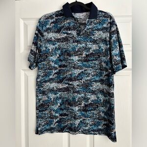 Under Armour Men's ISO-Chill Edge Blue Spotted Pattern Polo Golf Shirt, Size M